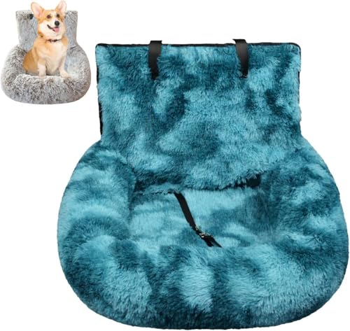Plüsch-Autositz für Hunde und Katzen, bequemer Haustier-Autositz mit Sicherheitsleine und rutschfester Unterseite, weicher, sicherer, dicker Schaumstoff, abnehmbar und waschbar (S: 60 x 60 cm, grünes von Miaogoo