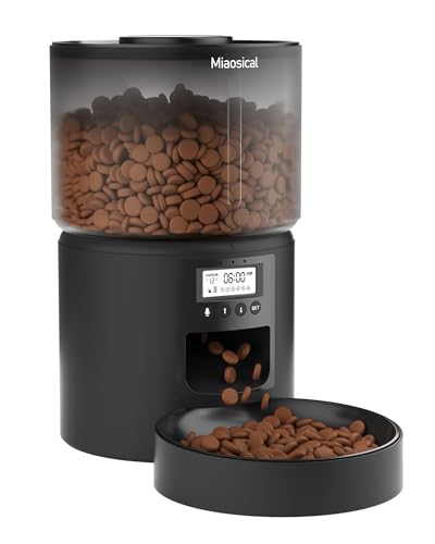 Miaosical automatische Katzenfütterung mit Einer Schüssel für Kätzchen und kleine Hunde, Auto Feeder Katzenfutterspender (schwarz, 3.6L Grundlegend Schale) von Miaosical