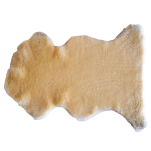 Miauff Echtes Lammfell/Schaffell für Hunde & Katzen, Merino Naturfell in Premium Qualität - weich & flauschig, selbstreinigend, mit Naturmerkmalen ca. 90-100 cm x 50-60cm (gelb) von Miauff