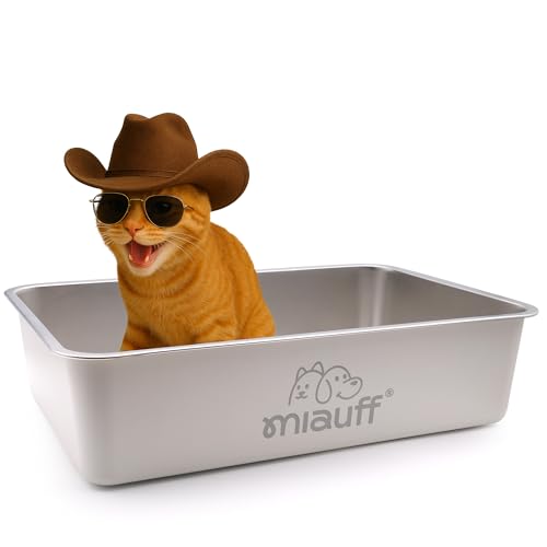 Miauff Edelstahl Katzenklo Wanne 39×59×15 cm – Hygienische, geruchsfeste Katzentoilette – Rostfrei, leicht zu reinigen, modernes Design​ (weiß) von Miauff