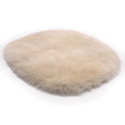 Miauff Lammfell Einlage für Katzenhöhle – Ø 40 cm – Natürliches Schaffell Kissen – Weich & Wärmend – Für Katzenbetten (weiß) von Miauff