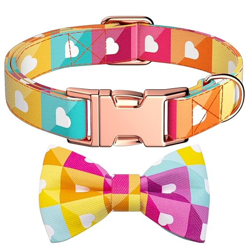 Miavers Hundehalsband mit Fliege, geometrisches Muster, für süße, kleine, mittelgroße und große Haustiere (Größe: XL) von Miavers