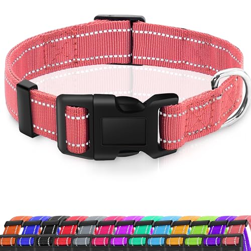 Miavers Reflektierendes Hundehalsband, verstellbar, Nylon, geeignet für kleine, mittelgroße und große Hunde (Größe XL, Rosa, 2 Halsbänder)) von Miavers