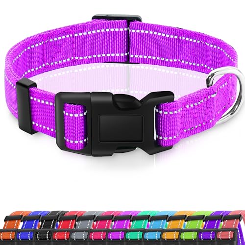 Miavers Reflektierendes Hundehalsband, verstellbares Nylon-Halsband, geeignet für kleine, mittelgroße und große Hunde (M, rosered (2 Halsbänder)) von Miavers