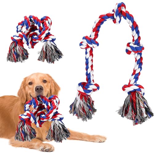 Hundespielzeug Seil,95cm XXL hundespielzeug unzerstörbar für Große und Mittlere Hund, Seil Dog Toys,Vorteilhaft für die Zahnreinigung des Hundes,Gedrehtes Zerrspielzeug Hund mit 5 Knoten Hundespielzeug Seil,95cm XXL hundespielzeug unzerstörbar für Große und Mittlere Hund, Seil Dog Toys,Vorteilhaft für die Zahnreinigung des Hundes,Gedrehtes Zerrspielzeug Hund mit 5 Knoten von Miawtro