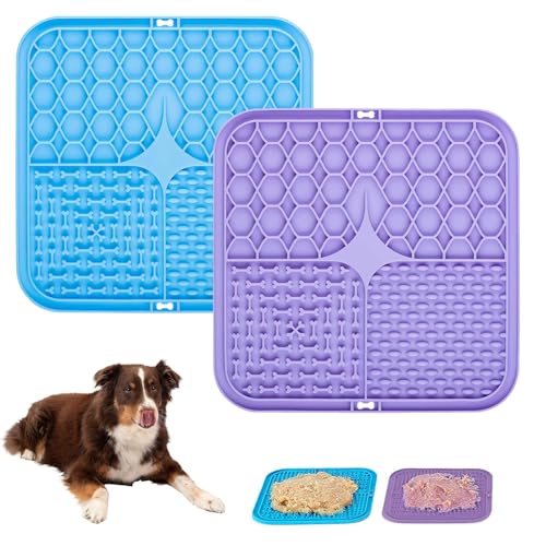 Schleckmatte Hund, Leckmatte Hund mit Saugnapf für Linderung von Hundeangst, Leckmatte für Hunde, Slow Feeder Hundenapf, Mat Slow Feeder für Hunde und Katzen, für Baden, Pflegen und Training, 15CM von Miayical