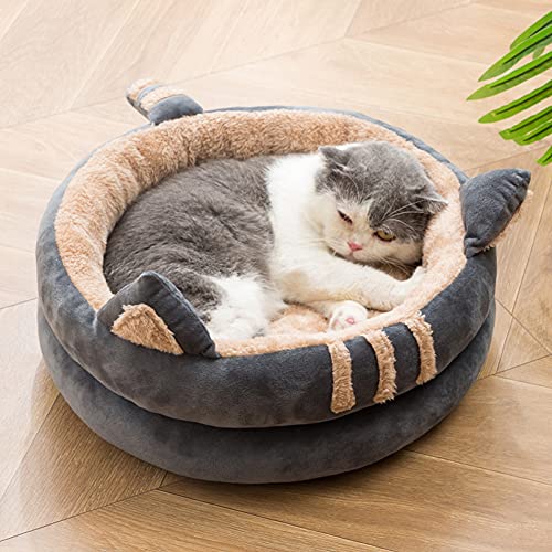 Michorinee Katzenbett Hundebett Haustier Kissen Waschbar Flauschig für Große Hunde und Katzen Kitten Bett Grau Rund Modern Warm Winter Plüsch Katzensofa Hundekissen (40cm) von Michorinee