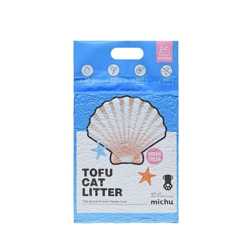 Michu Katzenstreu Tofu Katzenstreu Beste Katzenstreu Natürliche Klumpende Tofu Katzenstreu 2,5 kg/2,5 kg 5 Düfte (Ocean Fresh, 2 Pack) von Michu