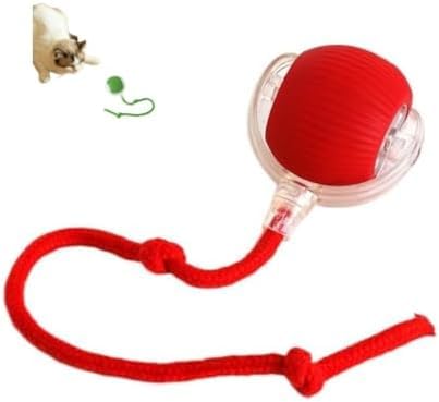 Micmetago hixfy Interaktiver Katzenball & Hundespielzeug – Selbstbewegender Spielball für Katzen und Hunde, mit Schwanzbewegung – Automatisches Haustierspielzeug zur Beschäftigung (Rot) von Micmetago