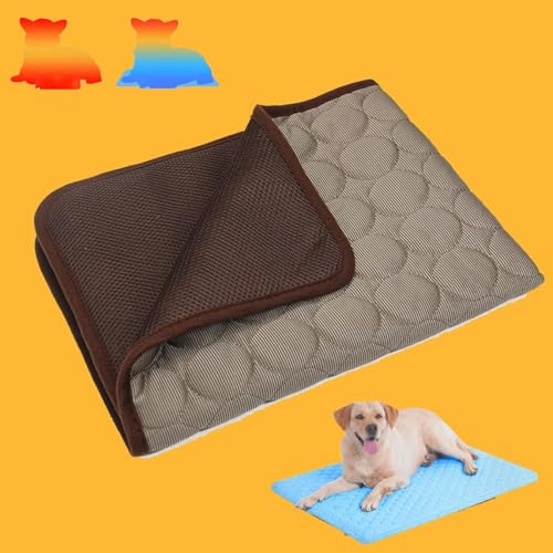 Qosigote Pfotenfrost Matte, Hundekühlmatte Selbstkühlend – Waschbare Kühlmatte für Hunde, Atmungsaktiv & Faltbar, Rutschfestes Hundekühlkissen für Sommer, Zuhause, Auto & Reisen (Kaffee,XXL) von Micmetago