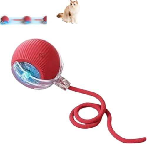 Tierbedarf-Plus Interaktiver Spielball mit Schwanz für Hunde & Katzen – Kausicherer Power-Spielball zur Förderung von Jagdinstinkt, Bewegung & mentaler Aktivität, ideal für alle Hundegrößen (Rot) von Micmetago