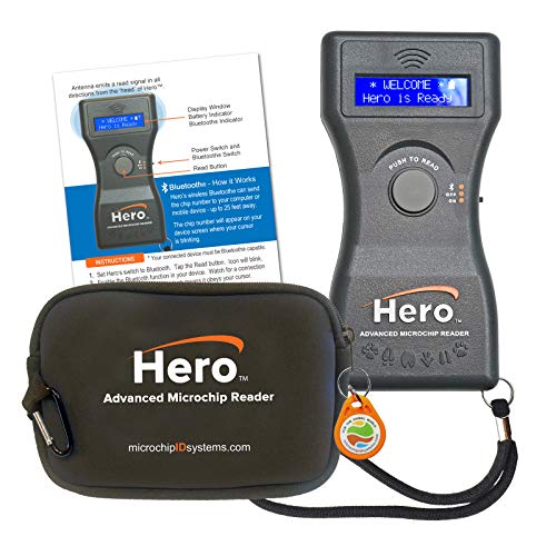 Hero Pet Microchip Reader, Bluetooth, Includes Case and Test Chip von Microchip ID For the Animal World