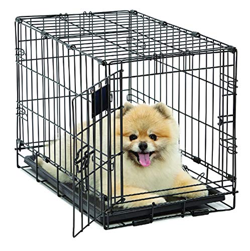 MidWest Homes for Pets Life Stages Modell 1622 Hundebox, sehr klein, Einzeltür, faltbar, Metall, 58 cm lang, mit Trenneinsatz, Bodenschutz, auslaufsicherer Wanne, für sehr kleine Hunde, schwarz von MidWest Homes for Pets