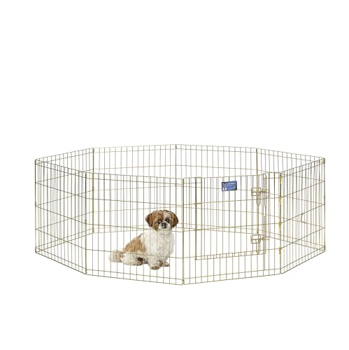 MidWest Homes for Pets 540-24 Hunde-Laufstall, Haustier-Spielgehege, faltbar, Metall, mit Tür, 61 x 61 cm, goldfarben verzinkt von MidWest Homes for Pets
