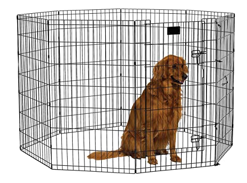 MidWest Homes for Pets 550-42 Laufstall und Spielgehege für Hunde, mit Tür, 61 x 107 cm, schwarze E-Beschichtung von Midwest Homes for Pets