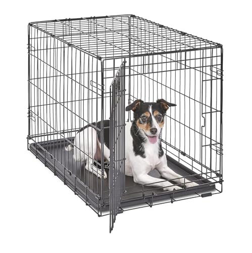 MidWest Homes for Pets iCrate Modell 1530 Hundebox, ca. 76 cm lang, mit Einzeltür, auslaufsicherer Bodenwanne, Bodenschutzfüßen, Trenneinsatz und patentierten Funktionen, schwarz von MidWest Homes for Pets