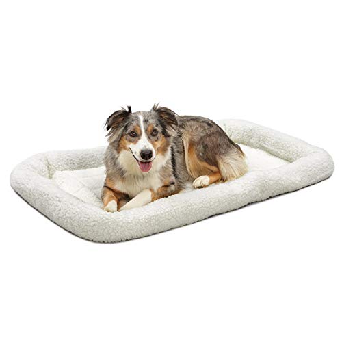 MidWest Homes for Pets Modell 40242 Haustierbett für Hund, 107 cm lang, Fleece, bequemes Polster, passend für 107 cm lange Hundebox, pflegeleicht, maschinenwaschbar und trocknergeeignet, weiß von MidWest Homes for Pets