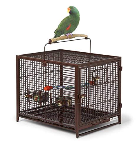 Midwest Homes for Pets 1705001202 Poquito Transportkäfig für Vögel, Reisekäfig, 48 x 39,5 x 60 cm, mit Sitzstange und 2 Futterschalen aus Edelstahl, rubinrot von MidWest Homes for Pets