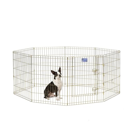 MidWest Homes for Pets 542-30 Hunde-Laufstall, Haustier-Spielgehege, faltbar, Metall, mit Tür, 61 x 76 cm, goldfarben verzinkt von MidWest Homes for Pets