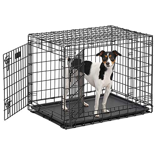 MidWest Homes for Pets Ultima Pro Series 730UP Hundebox, 76 cm lang, sehr stabil, Doppeltür, faltbar, aus Metall, mit Trenneinsatz, bodenschonenden „Rollfüßen“ und auslaufsicherer Wanne von MidWest Homes for Pets