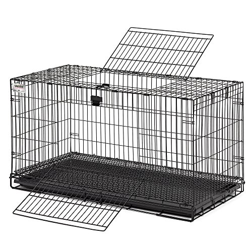 MidWest Homes for Pets Wabbitat Modell 157 Kaninchenkäfig, faltbar, 94 cm lang, mit Bodengitter mit Gitterabständen von 1,3 cm und entfernbarer Kunststoff-Bodenwanne, schwarz von MidWest Homes for Pets