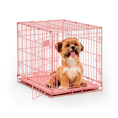 MidWest Homes for Pets iCrate Modell 1524PK Hundebox, ca. 61 cm lang, mit Einzeltür, auslaufsicherer Bodenwanne, Bodenschutzfüßen, Trenneinsatz und patentierten Funktionen, rosa von MidWest Homes for Pets