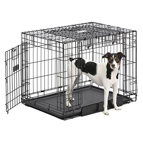 MidWest Homes for Pets Ovation Modell 1930DD Hundebox, mittelgroß, Einzeltür, faltbar, Metall, 76 cm lang, mit Trenneinsatz, Bodenschutz, auslaufsicherer Wanne, für mittelgroße Hunde, schwarz von MidWest Homes for Pets