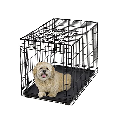 MidWest Homes for Pets Ovation Modell 1930 Hundebox, mittelgroß, Einzeltür, faltbar, Metall, 76 cm lang, mit Trenneinsatz, Bodenschutz, auslaufsicherer Wanne, für mittelgroße Hunderassen, schwarz von MidWest Homes for Pets