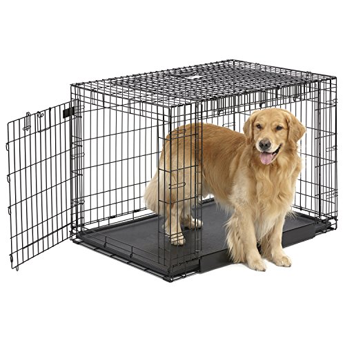 MidWest Homes for Pets Ovation Modell 1942DD Hundebox, große Größe, Einzeltür, faltbar, Metall, 107 cm lang, mit Trenneinsatz, Bodenschutz, auslaufsicherer Wanne, für große Hunde, schwarz von MidWest Homes for Pets