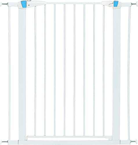 Midwest Homes for Pets 2939SW-GL Stahl-Absperrgitter für Haustiere, mit phosphoreszierendem Streifen, ca. 99 cm hoch, zum Durchgehen, Breite: 73,66–96,52 cm, sanft-weiß, Rahmen leuchtet im Dunkeln von MidWest Homes for Pets
