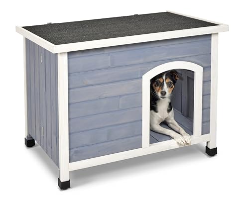 Midwest Homes for Pets Eilio Klappbare Hundehütte aus Holz, kein Werkzeug für die Montage erforderlich, 54 x 84 x 65 cm (L x B x H), ideal für kleine Hunderassen, Grau von MidWest Homes for Pets