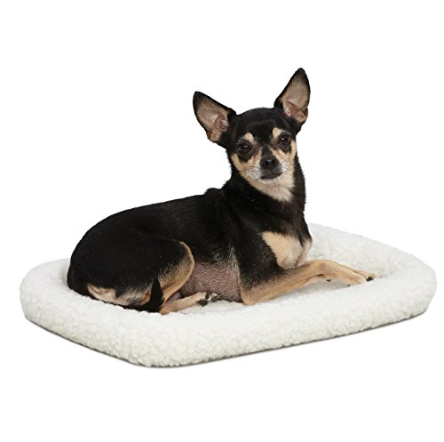 MidWest Homes for Pets Modell 40218 Haustierbett für Hund/Katze, 46 cm lang, Fleece, bequemes Polster, passend für 46 cm lange Hundebox, pflegeleicht, maschinenwaschbar und trocknergeeignet, weiß von MidWest Homes for Pets