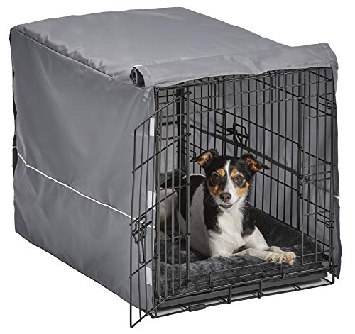 New World B30DD-KIT Hundebox-Set, mit Hundebox mit Einzeltür, passendem grauen Hundebett und grauer Box-Abdeckung, 76 cm, ideal für mittelgroße Hunderassen von MidWest Homes for Pets