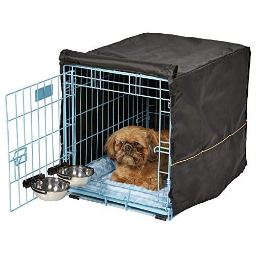 MidWest Homes for Pets iCrate 1522SS-KIT Hundebox-Set, mit ca. 58 cm langer Hundebox mit Einzeltür, Haustierbett, 2 Schüsseln und Box-Abdeckung, Trenneinsatz und patentierten Funktionen, blau von MidWest Homes for Pets