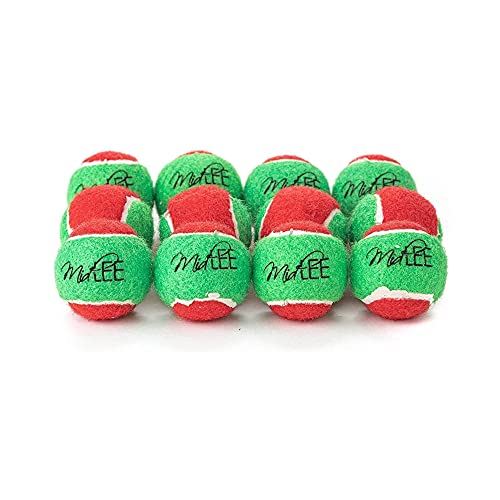 Midlee Mini-Tennisbälle für Hunde, 3,8 cm, Rot/Grün, 12 Stück von Midlee