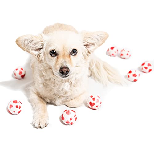 Midlee Tennisbälle für Hunde, Motiv: Valentins-Herzen, klein, zum Apportieren von Midlee