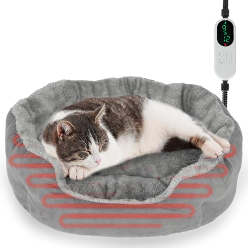 Beheiztes Katzenbett für Indoor-Katzen, Einstellbare Temperatur Thermo Rundes Katzenbett mit Timer, Selbstwärmendes Katzenbett Donut mit Heizkissen, Waschbare Elektrische Heizung Haustierbett für Beheiztes Katzenbett für Indoor-Katzen, Einstellbare Temperatur Thermo Rundes Katzenbett mit Timer, Selbstwärmendes Katzenbett Donut mit Heizkissen, Waschbare Elektrische Heizung Haustierbett für von Midollarle
