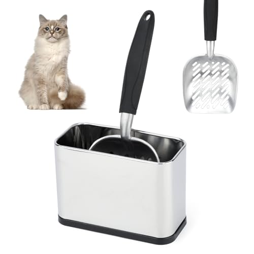 Midollarle Robuste Katzentoilettenschaufel mit Halter, Metall-Katzenschaufel, Müllbehälter, Aluminium-Kitty-Kot-Siebschaufel fängt alle Klumpen auf, Speed Sifter Katzentoilette Schaufel mit Midollarle Robuste Katzentoilettenschaufel mit Halter, Metall-Katzenschaufel, Müllbehälter, Aluminium-Kitty-Kot-Siebschaufel fängt alle Klumpen auf, Speed Sifter Katzentoilette Schaufel mit von Midollarle