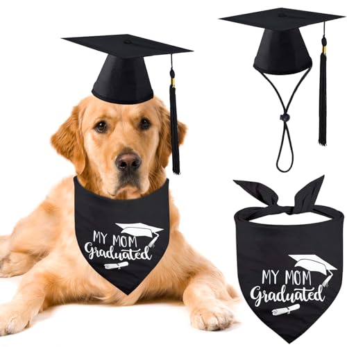 Hunde-Abschlusskappe, Bandana, Haustierkostüm, Kleid, Abschlussfeier, Hundekappe mit schwarzen Quasten, Katzen-Abschluss-Outfits, Geschenke, Abschlussfeier, Dreieckstuch für kleine, mittelgroße und von Midufrry