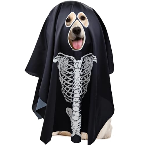 Hunde-Skelett-Kostüm, schwarzer Geisterumhang, Halloween-Umhang, Haustier-Ponch, lustiger Pullover, Kleidung für mittelgroße und große Hunde, Cosplay-Outfit, gruseliges Halloween-Zubehör Hunde-Skelett-Kostüm, schwarzer Geisterumhang, Halloween-Umhang, Haustier-Ponch, lustiger Pullover, Kleidung für mittelgroße und große Hunde, Cosplay-Outfit, gruseliges Halloween-Zubehör von Midufrry