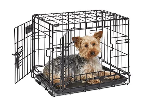 MidWest Homes for Pets iCrate Modell 1518DD Hundebox, ca. 46 cm lang, mit Doppeltür, auslaufsicherer Bodenwanne, Bodenschutzfüßen, Trenneinsatz und patentierten Funktionen, schwarz von MidWest Homes for Pets