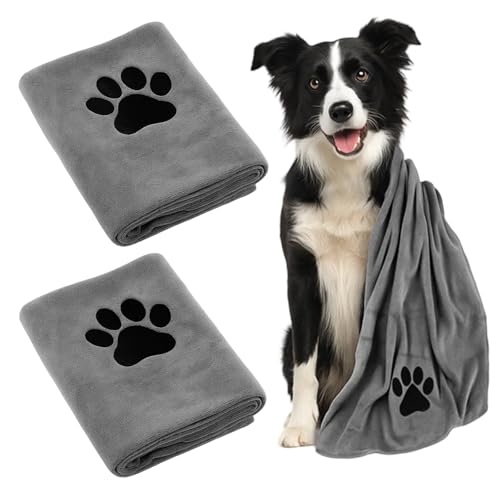 2 Stück Hundehandtuch, hundehandtuch extra saugfähig für Hunde und Katzen, 50x 100 cm Handtuch Hund, für Kleine Mittelgroße Große Hunde Oder Andere Haustiere von MigWoo