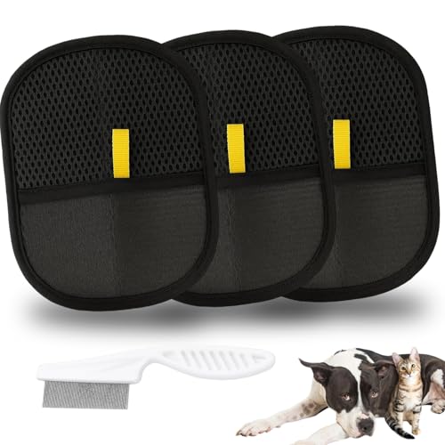 3 Stück Tierhaarentferner Handschuh und Flohkamm, Fell Magnet Handschuh für Katzen & Hunde, Wiederverwendbar, Haarentfernung Handschuh Tiere für Couch, Möbel, Teppich 3 Stück Tierhaarentferner Handschuh und Flohkamm, Fell Magnet Handschuh für Katzen & Hunde, Wiederverwendbar, Haarentfernung Handschuh Tiere für Couch, Möbel, Teppich von MigWoo