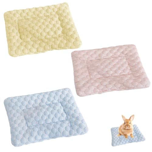 MigWoo Meerschweinchen Zubehoer, Kaninchen Zubehör, 3 Stück Flauschige Haustierbetten, Weiche Fleece-Unterlagen Für Kleine Tiere, rutschfeste Unterseite, Einfach Zu Reinigen von MigWoo