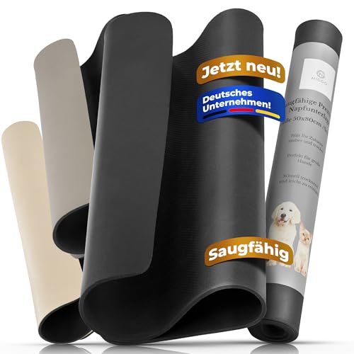 Miggo® Saugfähige Premium Napfunterlage für Katzen und Hunde, 40x50 cm Schwarz Futtermatte Futterunterlage Hundenapf Fressnapf Katze rutschfeste Unterlage für Futter, Wasser, Brunnen, Kunstleder von Miggo
