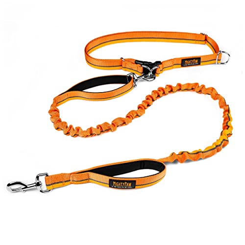 Mighty Paw Bungee-Leine, 2.0, 121.9 cm, mit doppelt gepolsterten Verkehrsgriffen zum Laufen,121.9 cm Bund) mit 2 Befestigungsschlaufen Haustiere bis 68 kg, Orange ) von Mighty Paw