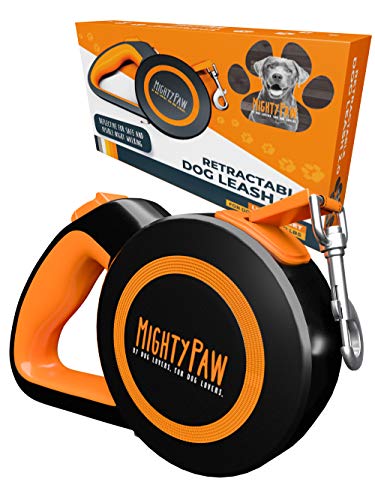 Mighty Paw Einziehbare Hundeleine, 4.6m - Rolleine für Hunde aus Nylon für Hunde & Haustiere bis 50 kg - Robust & Reflektierend Ausziehleine, Flexi Leine, Ziehleine, Aufrollleine - Orange, Standard Mighty Paw Einziehbare Hundeleine, 4.6m - Rolleine für Hunde aus Nylon für Hunde & Haustiere bis 50 kg - Robust & Reflektierend Ausziehleine, Flexi Leine, Ziehleine, Aufrollleine - Orange, Standard von Mighty Paw