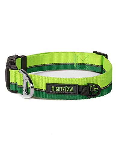 Mighty Paw Reflektierendes Hundehalsband, hochwertiges Halsband mit reflektierenden Nähten, wetterfest, robuste Hardware, stilvolle Farben und Design, perfekt für kleine und große Haustiere (grün) von Mighty Paw