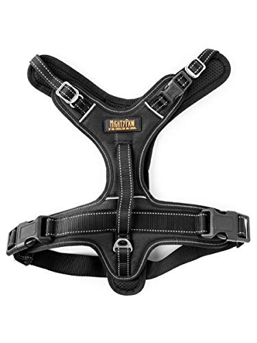 Mighty Paw Sport Harness 2.0, Gepolstertes Hundegeschirr, Verstellbare Hals- und Brustgurte mit reflektierenden Nähten (X-Large, Schwarz) von Mighty Paw