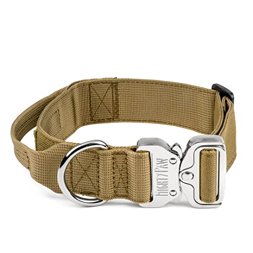 Mighty Paw Taktisches Hundehalsband - Strapazierfähig mit Metallschnalle und Kontrollgriff - Wetterfestes Polyestermaterial - Stabile Metall-Hundehalsbänder - Hundehalsband für alle Hunderassen - Mighty Paw Taktisches Hundehalsband - Strapazierfähig mit Metallschnalle und Kontrollgriff - Wetterfestes Polyestermaterial - Stabile Metall-Hundehalsbänder - Hundehalsband für alle Hunderassen - von Mighty Paw
